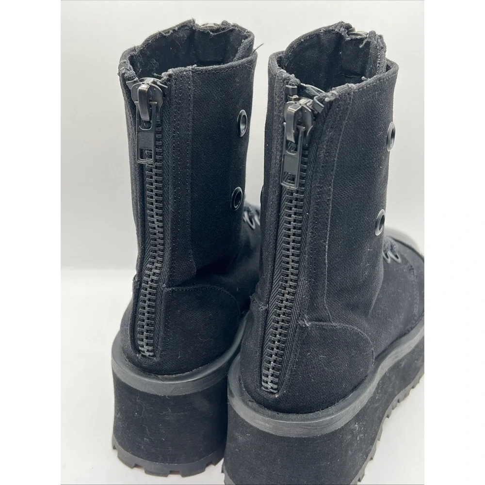 Demonia GRAVEDIGGER-10 Platform Lace Up Ankle Black Metal Toe Cap Sz 4